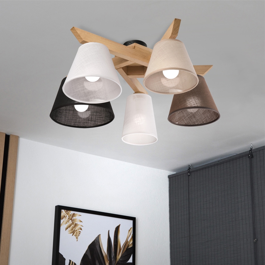Brilagi - Lampadario a plafone ANTHONY 5xE14/40W/230V quercia
