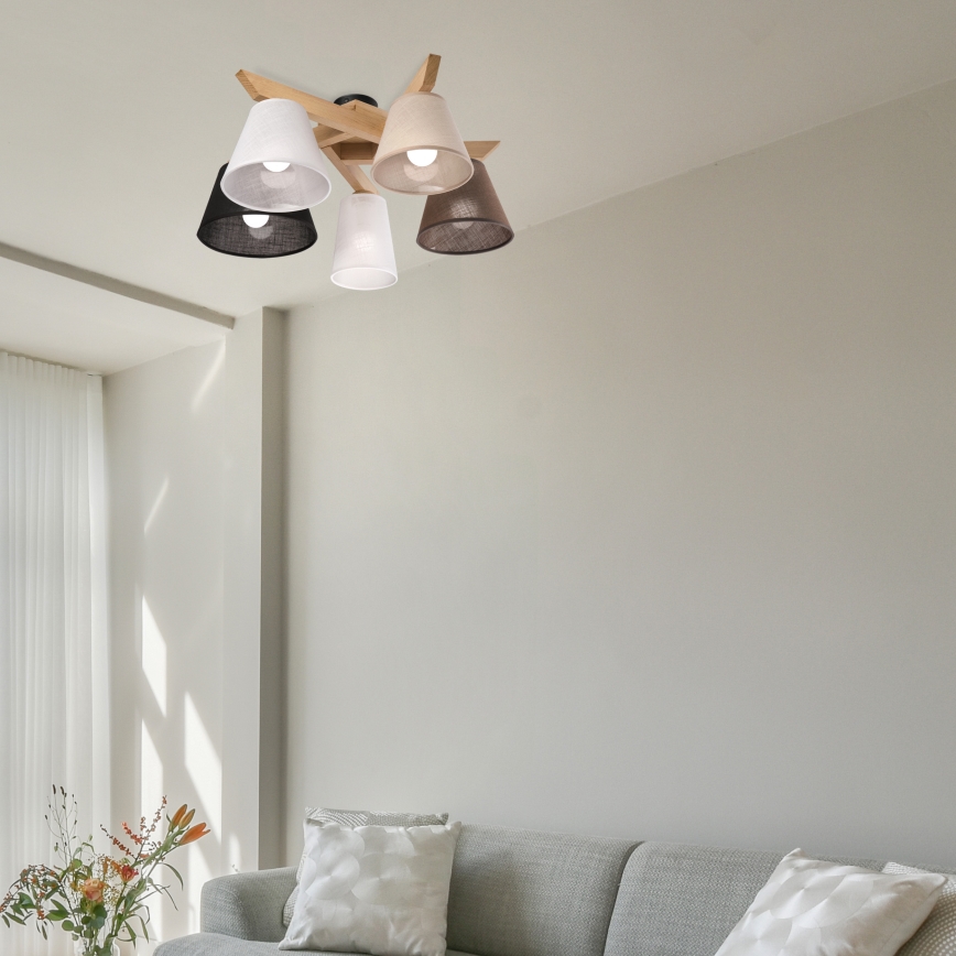 Brilagi - Lampadario a plafone ANTHONY 5xE14/40W/230V quercia