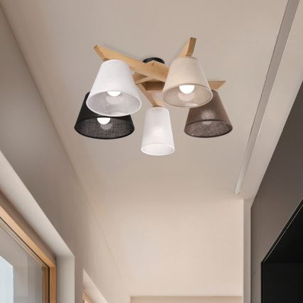 Brilagi - Lampadario a plafone ANTHONY 5xE14/40W/230V quercia