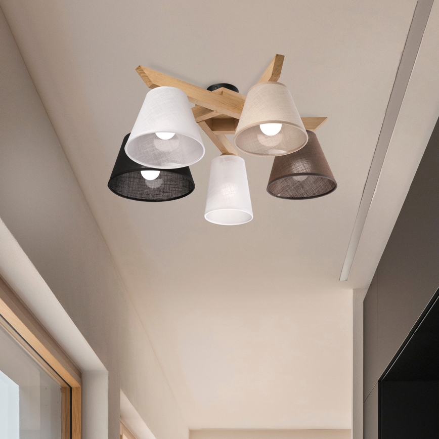 Brilagi - Lampadario a plafone ANTHONY 5xE14/40W/230V quercia