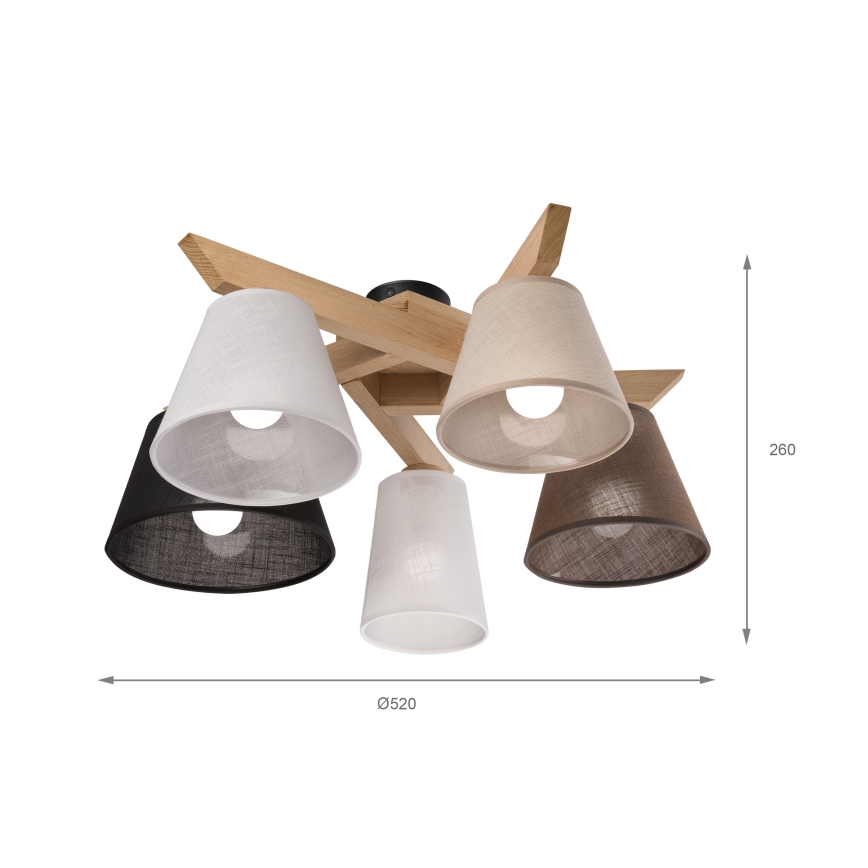Brilagi - Lampadario a plafone ANTHONY 5xE14/40W/230V quercia