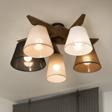 Brilagi - Lampadario a plafone ANTHONY 5xE14/40W/230V quercia