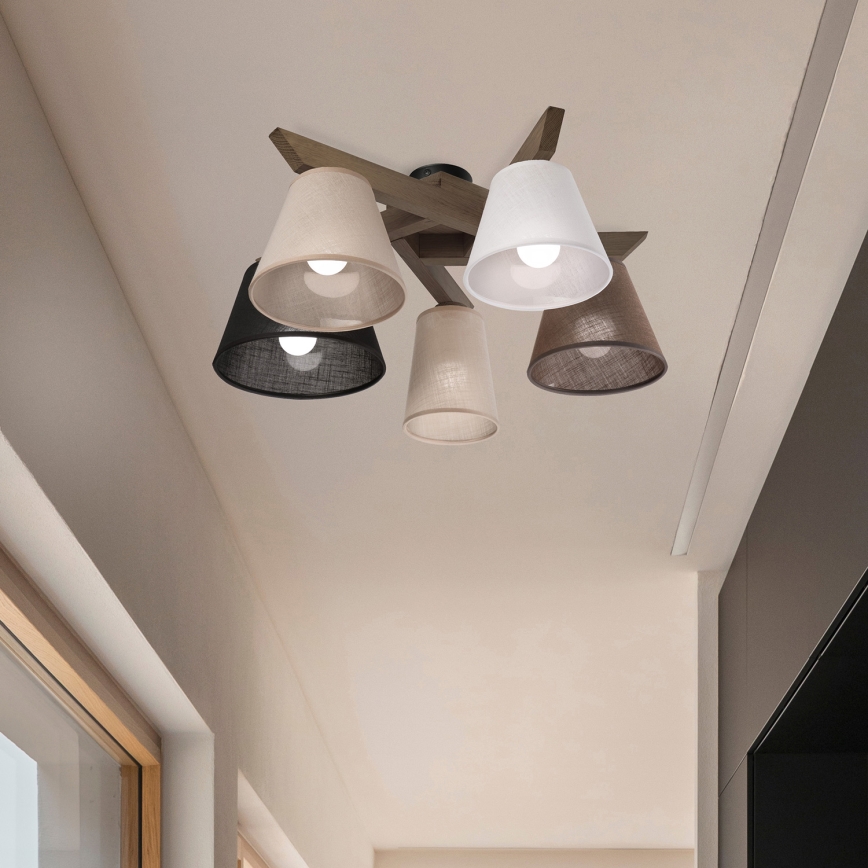 Brilagi - Lampadario a plafone ANTHONY 5xE14/40W/230V quercia