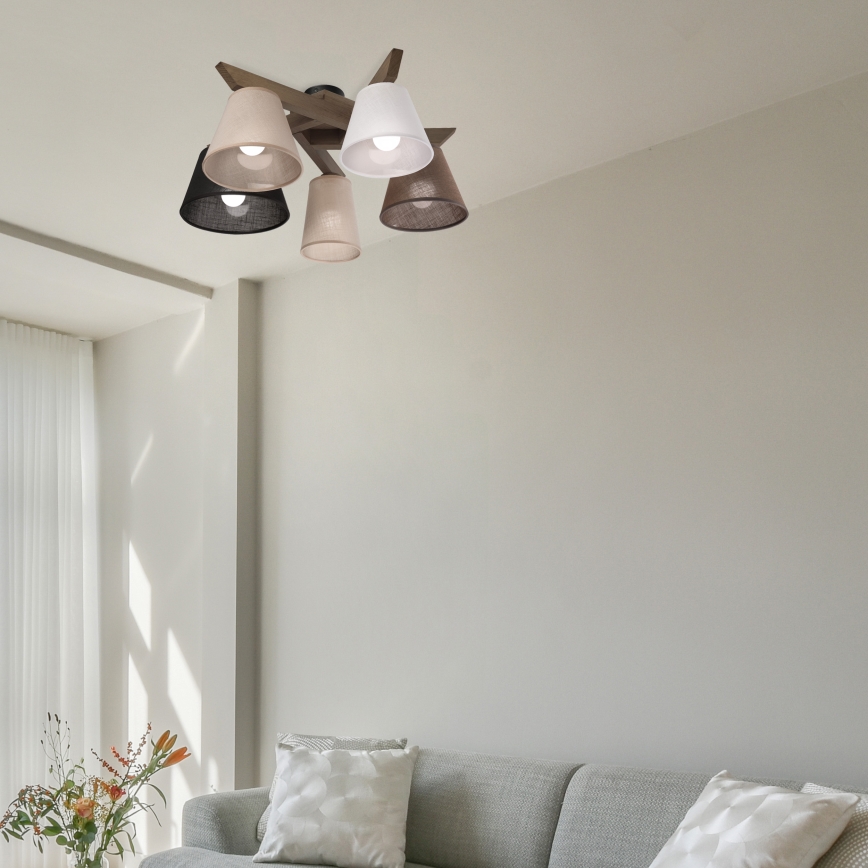 Brilagi - Lampadario a plafone ANTHONY 5xE14/40W/230V quercia