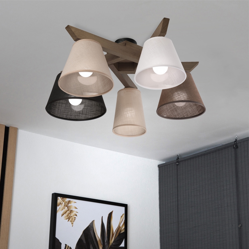 Brilagi - Lampadario a plafone ANTHONY 5xE14/40W/230V quercia