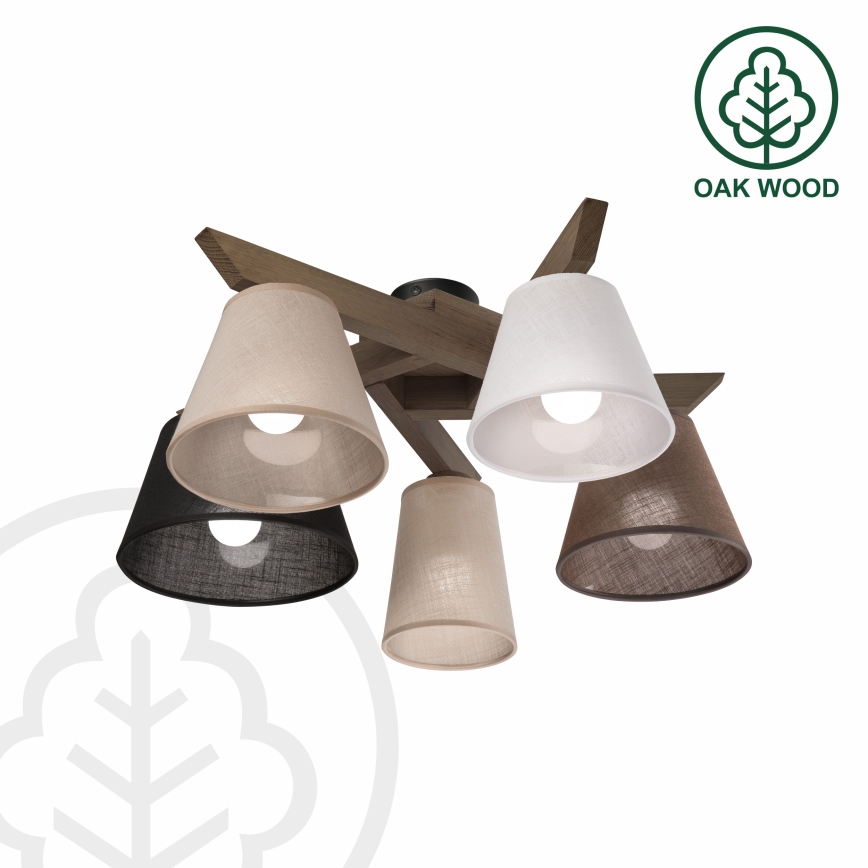 Brilagi - Lampadario a plafone ANTHONY 5xE14/40W/230V quercia