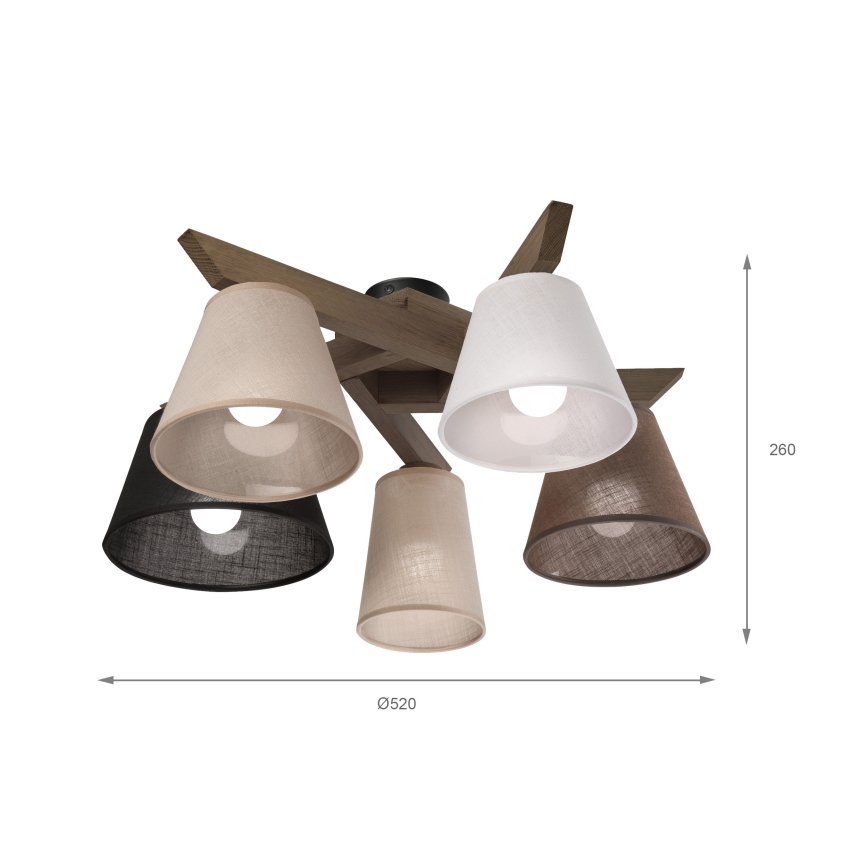 Brilagi - Lampadario a plafone ANTHONY 5xE14/40W/230V quercia
