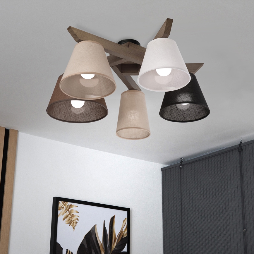 Brilagi - Lampadario a plafone ANTHONY 5xE14/40W/230V quercia