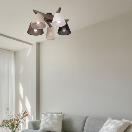 Brilagi - Lampadario a plafone ANTHONY 5xE14/40W/230V quercia