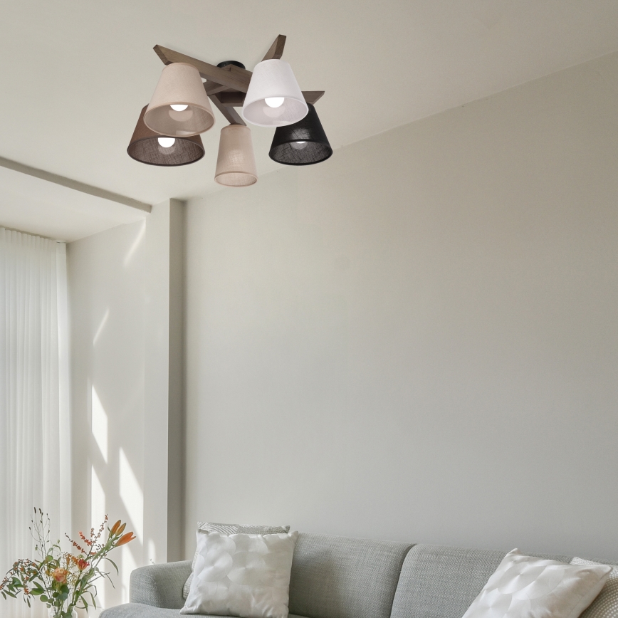 Brilagi - Lampadario a plafone ANTHONY 5xE14/40W/230V quercia