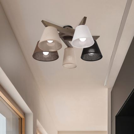 Brilagi - Lampadario a plafone ANTHONY 5xE14/40W/230V quercia