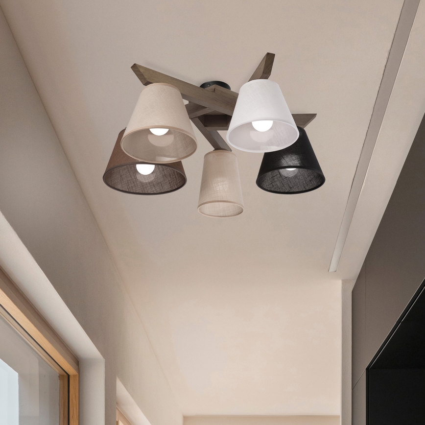 Brilagi - Lampadario a plafone ANTHONY 5xE14/40W/230V quercia
