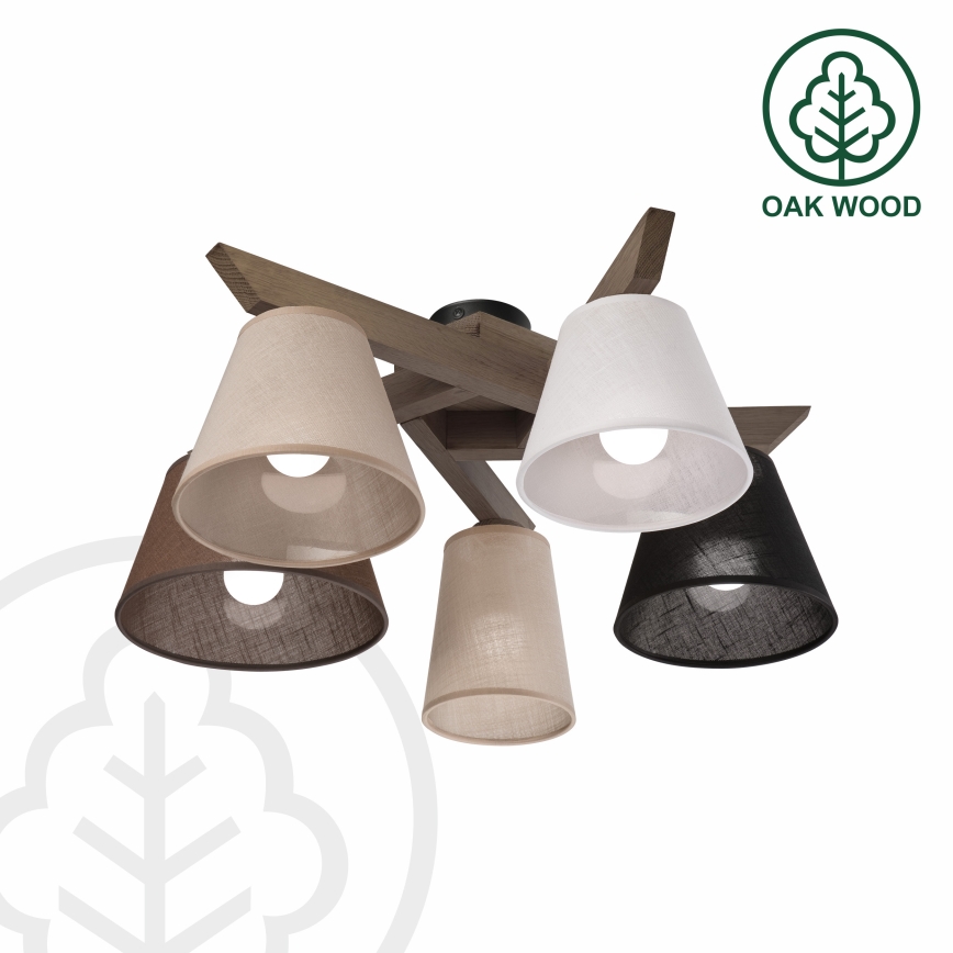 Brilagi - Lampadario a plafone ANTHONY 5xE14/40W/230V quercia
