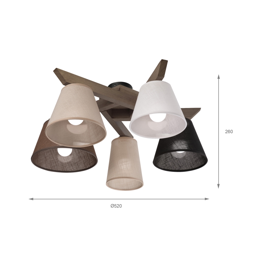 Brilagi - Lampadario a plafone ANTHONY 5xE14/40W/230V quercia