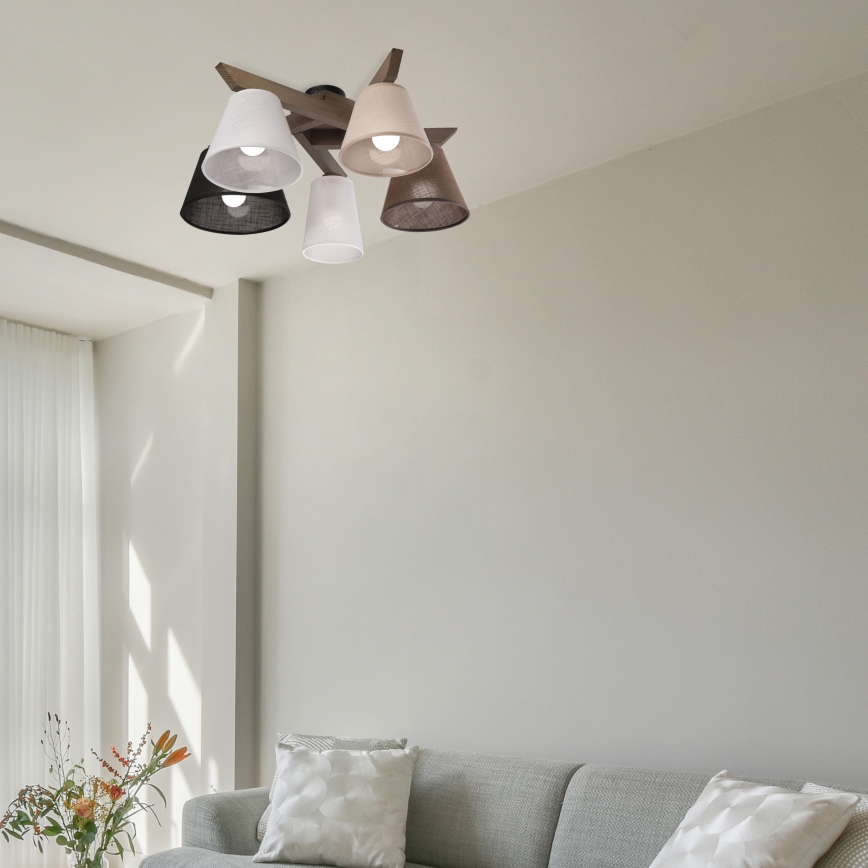Brilagi - Lampadario a plafone ANTHONY 5xE14/40W/230V quercia