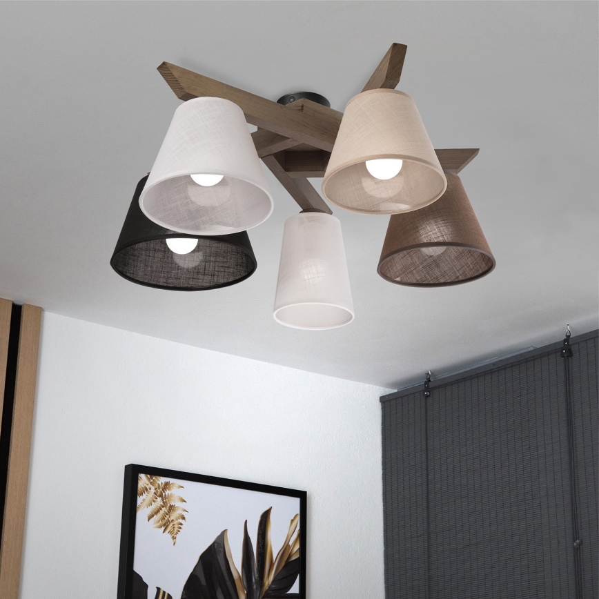 Brilagi - Lampadario a plafone ANTHONY 5xE14/40W/230V quercia