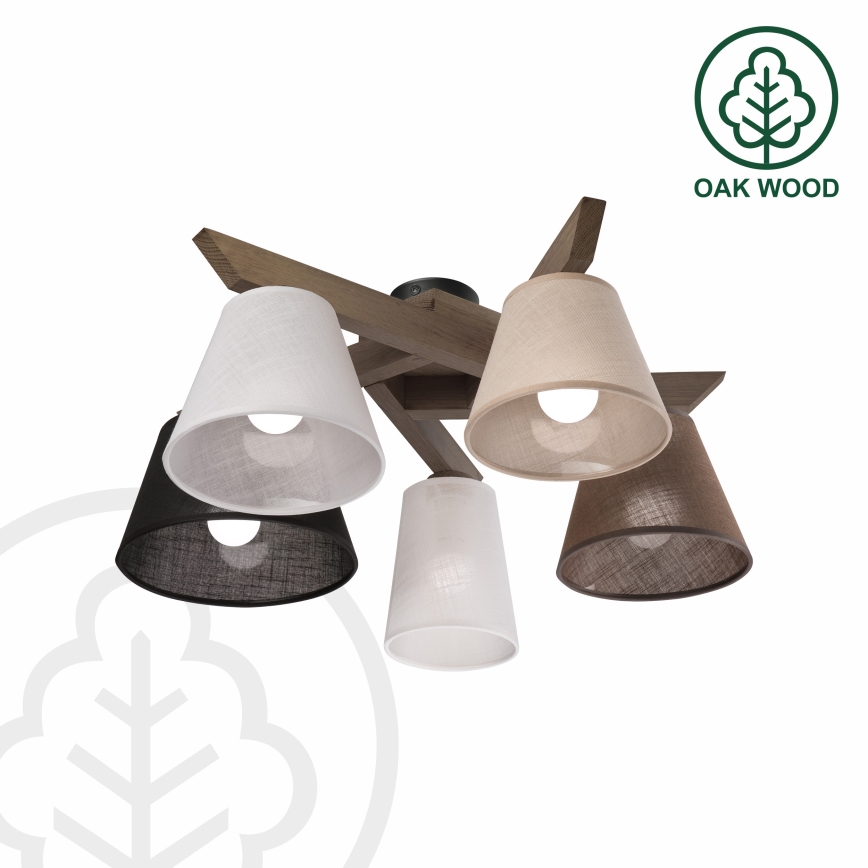 Brilagi - Lampadario a plafone ANTHONY 5xE14/40W/230V quercia