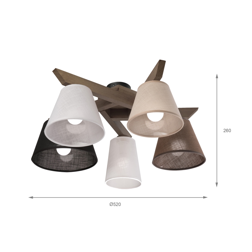 Brilagi - Lampadario a plafone ANTHONY 5xE14/40W/230V quercia