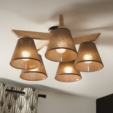 Brilagi - Lampadario a plafone ANTHONY 5xE14/40W/230V quercia/marrone