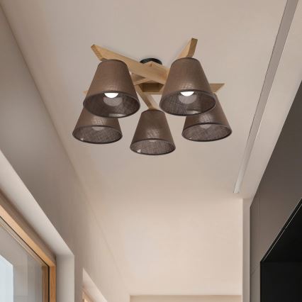 Brilagi - Lampadario a plafone ANTHONY 5xE14/40W/230V quercia/marrone