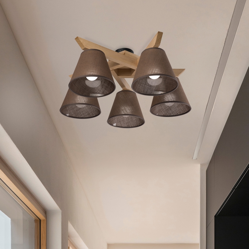 Brilagi - Lampadario a plafone ANTHONY 5xE14/40W/230V quercia/marrone