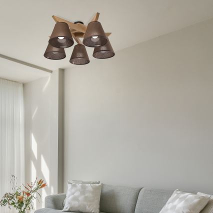 Brilagi - Lampadario a plafone ANTHONY 5xE14/40W/230V quercia/marrone