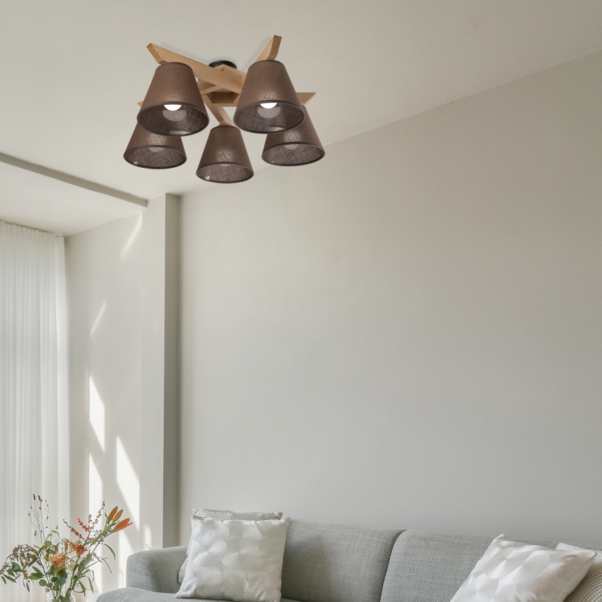 Brilagi - Lampadario a plafone ANTHONY 5xE14/40W/230V quercia/marrone