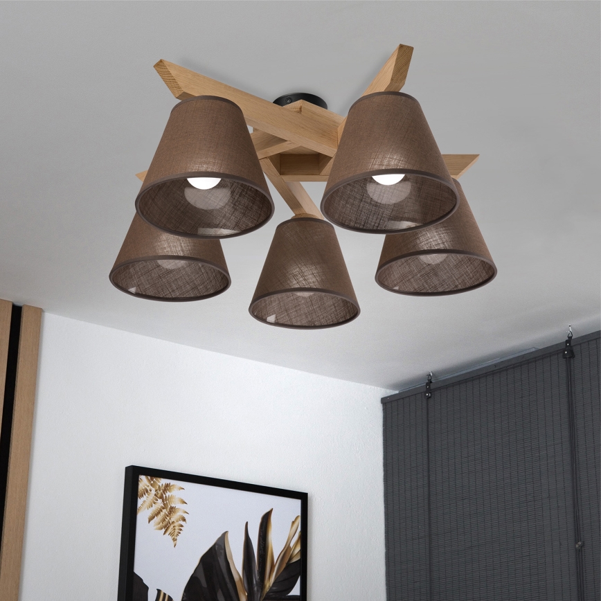 Brilagi - Lampadario a plafone ANTHONY 5xE14/40W/230V quercia/marrone