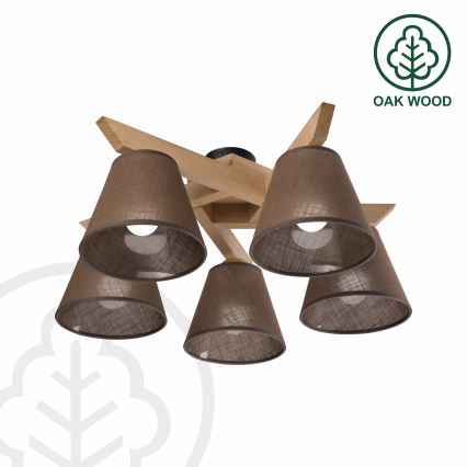 Brilagi - Lampadario a plafone ANTHONY 5xE14/40W/230V quercia/marrone