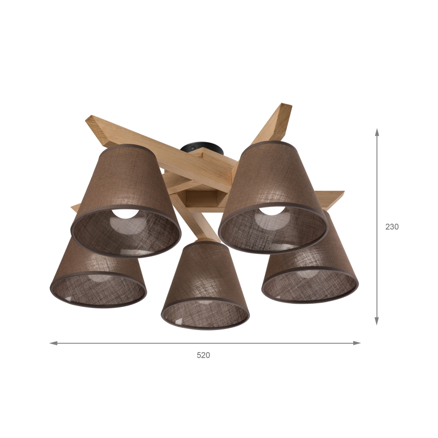 Brilagi - Lampadario a plafone ANTHONY 5xE14/40W/230V quercia/marrone