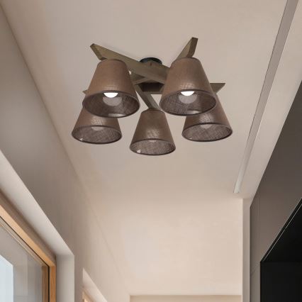 Brilagi - Lampadario a plafone ANTHONY 5xE14/40W/230V quercia/marrone