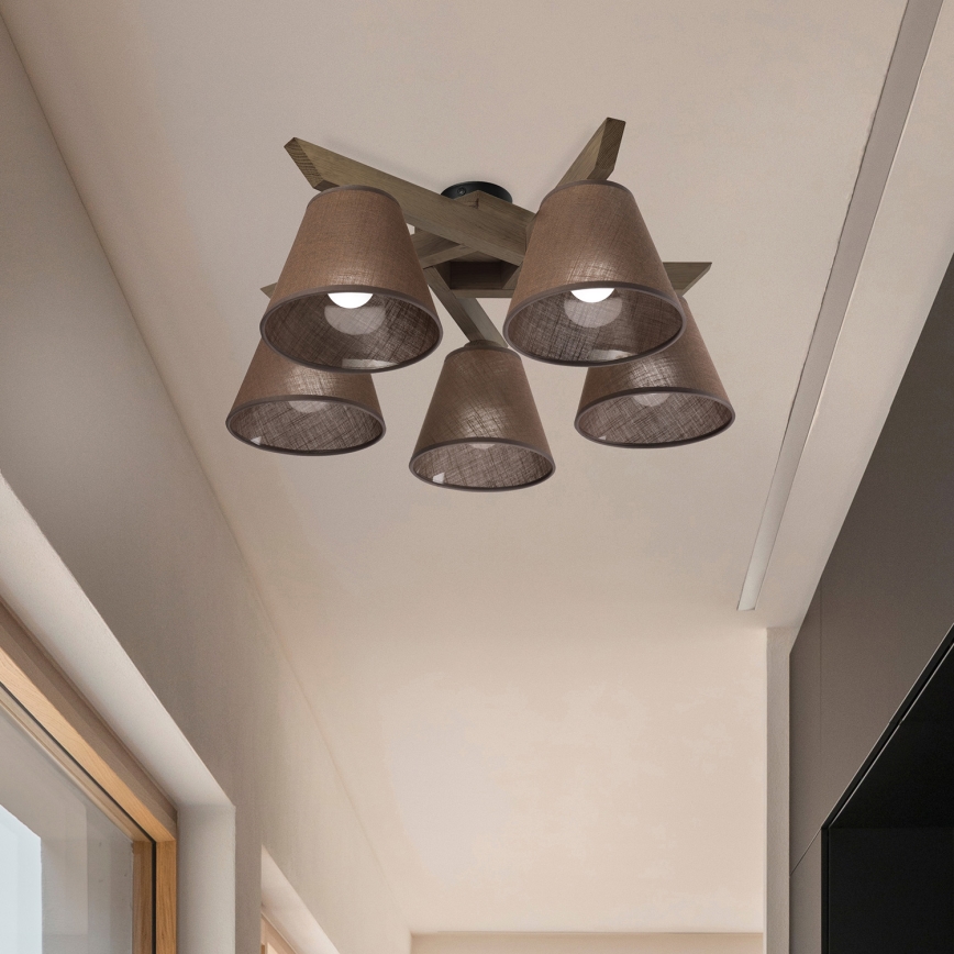 Brilagi - Lampadario a plafone ANTHONY 5xE14/40W/230V quercia/marrone