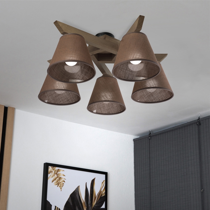 Brilagi - Lampadario a plafone ANTHONY 5xE14/40W/230V quercia/marrone