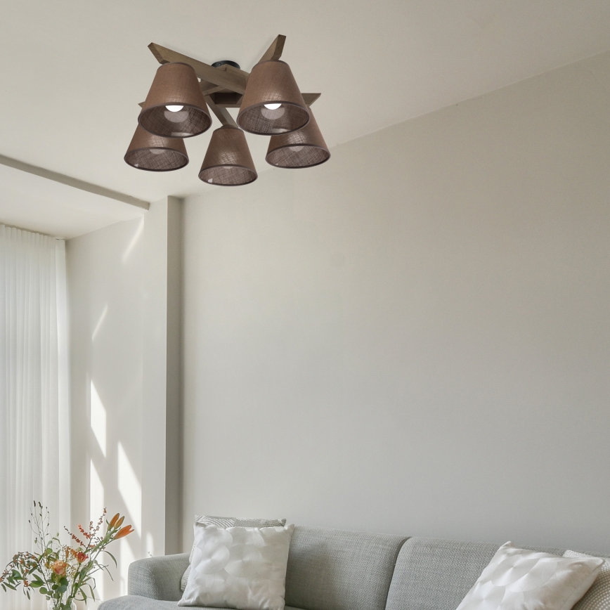 Brilagi - Lampadario a plafone ANTHONY 5xE14/40W/230V quercia/marrone