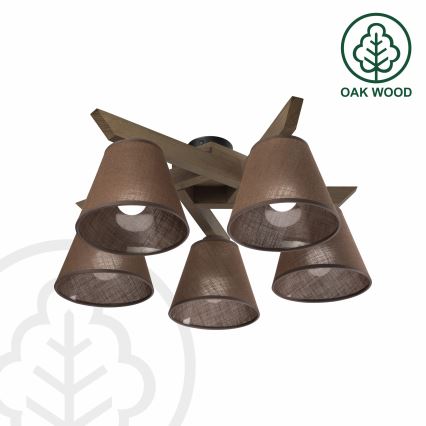 Brilagi - Lampadario a plafone ANTHONY 5xE14/40W/230V quercia/marrone