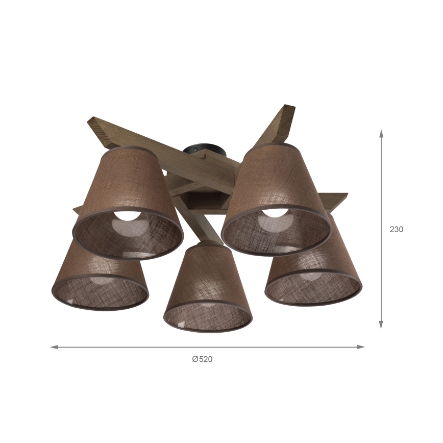 Brilagi - Lampadario a plafone ANTHONY 5xE14/40W/230V quercia/marrone
