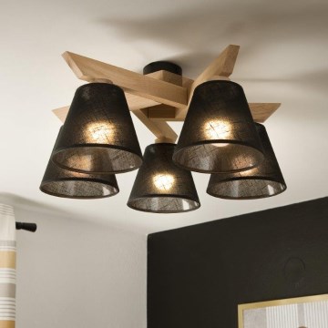 Brilagi - Lampadario a plafone ANTHONY 5xE14/40W/230V quercia/nero