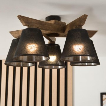 Brilagi - Lampadario a plafone ANTHONY 5xE14/40W/230V quercia/nero