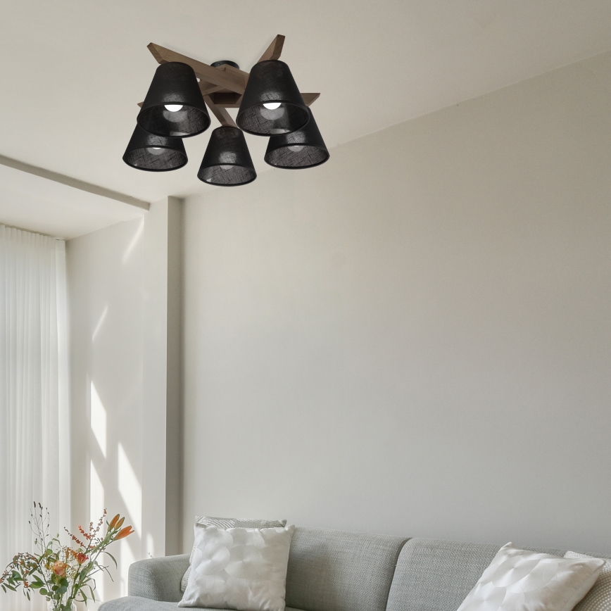 Brilagi - Lampadario a plafone ANTHONY 5xE14/40W/230V quercia/nero