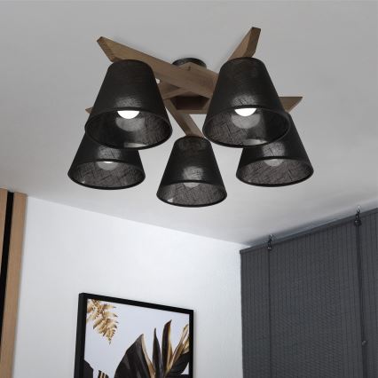 Brilagi - Lampadario a plafone ANTHONY 5xE14/40W/230V quercia/nero
