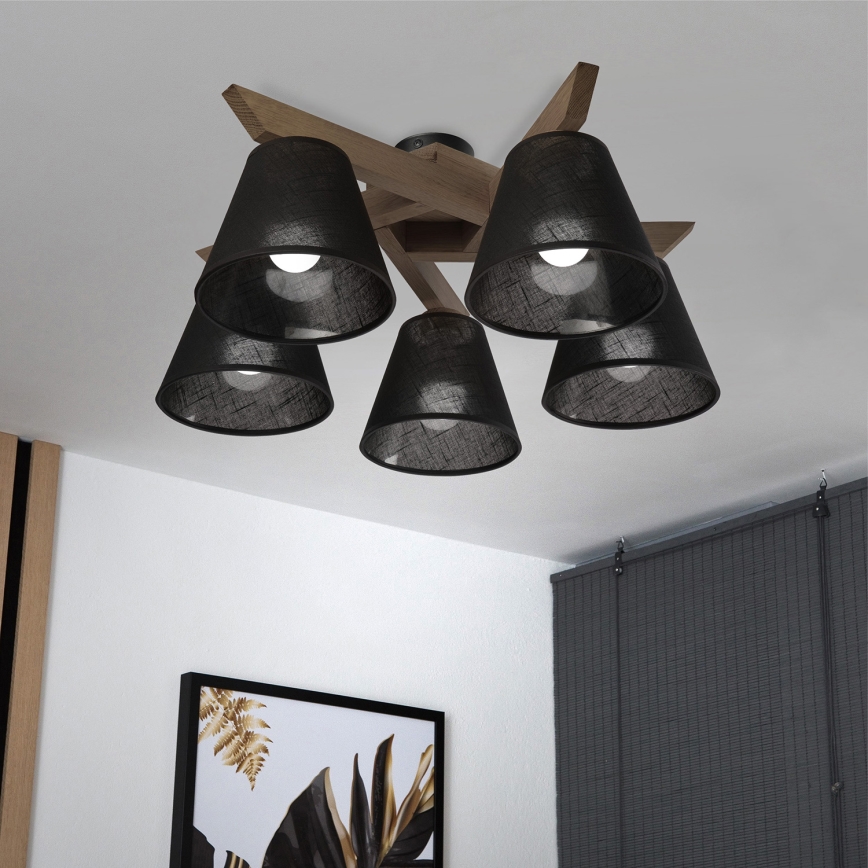 Brilagi - Lampadario a plafone ANTHONY 5xE14/40W/230V quercia/nero