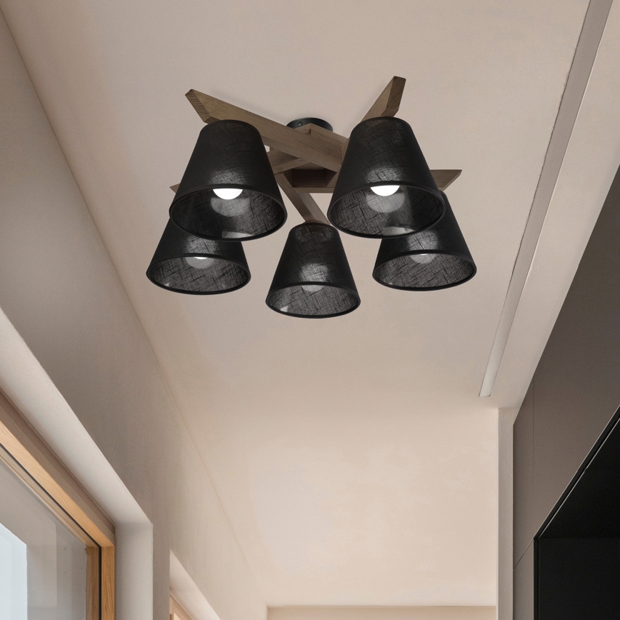 Brilagi - Lampadario a plafone ANTHONY 5xE14/40W/230V quercia/nero