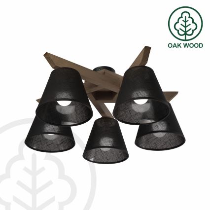 Brilagi - Lampadario a plafone ANTHONY 5xE14/40W/230V quercia/nero