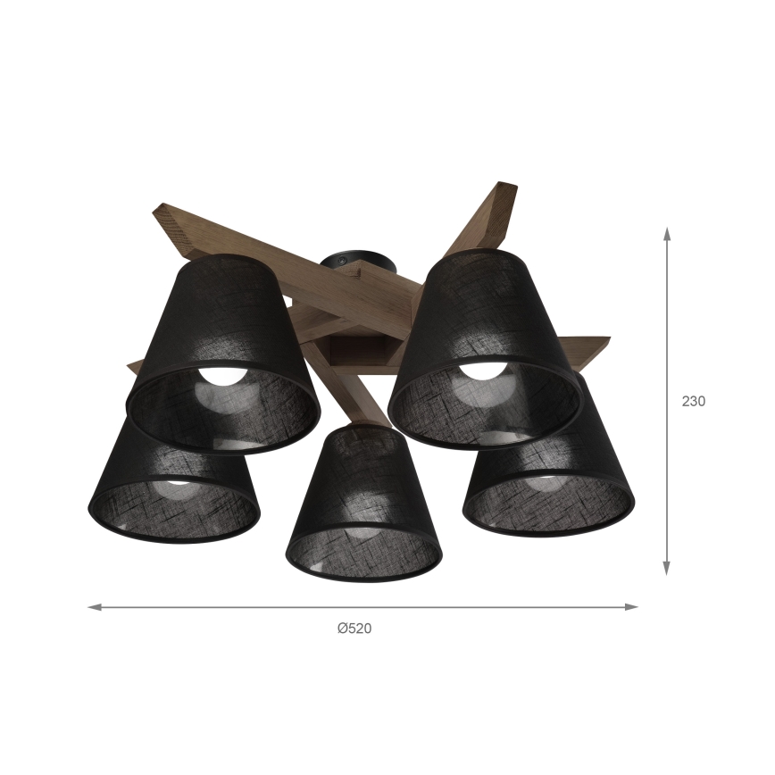 Brilagi - Lampadario a plafone ANTHONY 5xE14/40W/230V quercia/nero