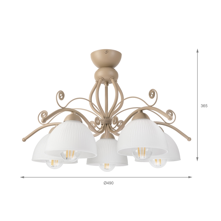 BRILAGI - Lampadario a plafone ANTICO MODERN 5xE27/60W/230V beige
