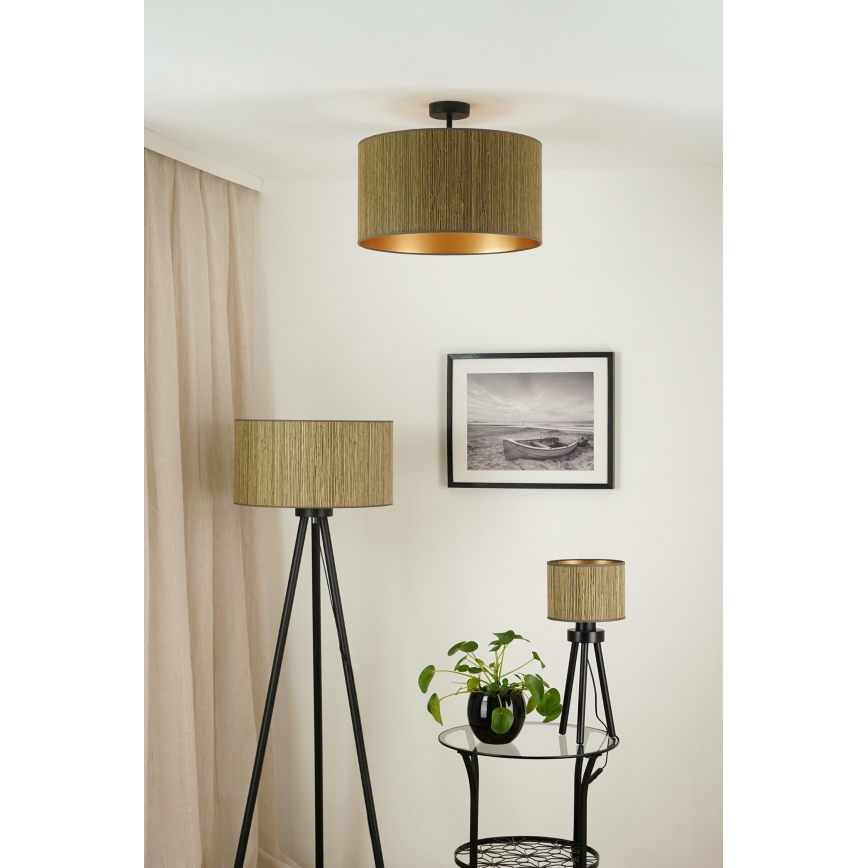 Brilagi - Lampadario a plafone BOSTON ROLLER 1xE27/15W/230V diametro 45 cm paglia marrone/oro