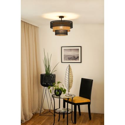 Brilagi - Lampadario a plafone DAKOTA LUNETA 1xE27/15W/230V diametro 45 cm nero/beige