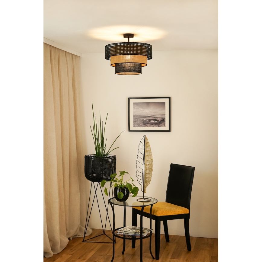 Brilagi - Lampadario a plafone DAKOTA LUNETA 1xE27/15W/230V diametro 45 cm nero/beige