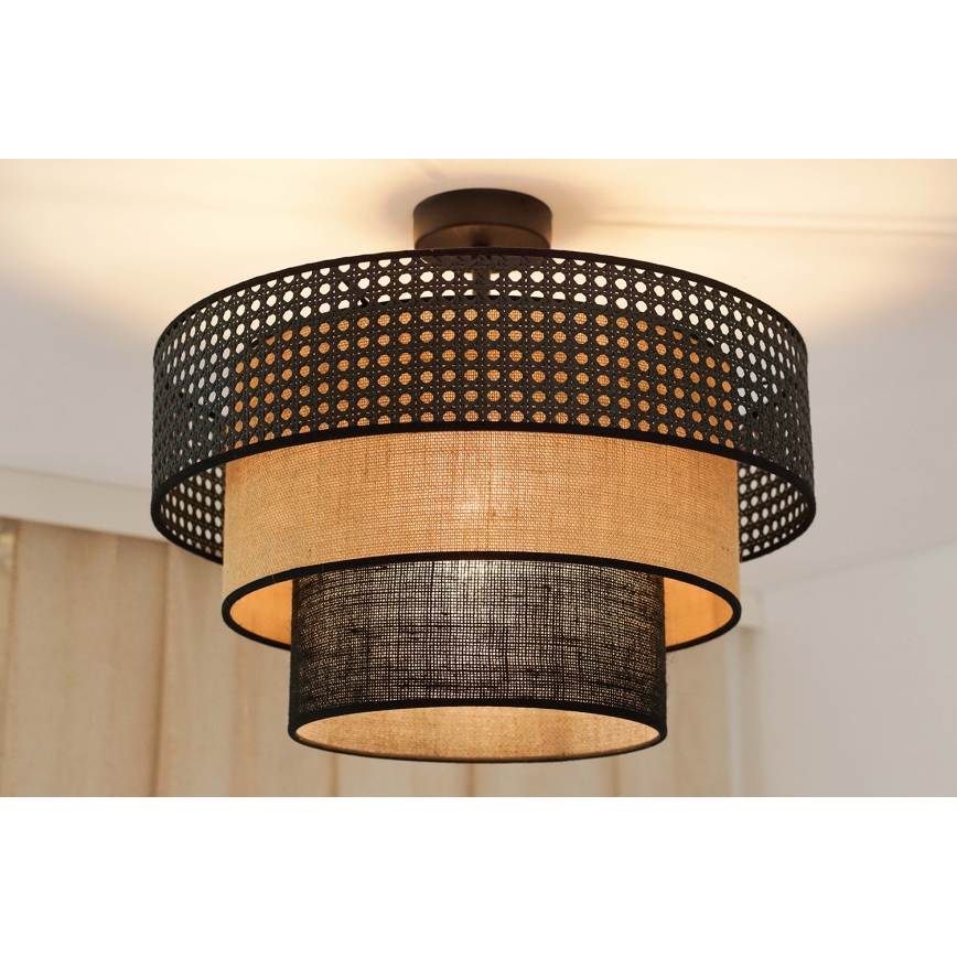 Brilagi - Lampadario a plafone DAKOTA LUNETA 1xE27/15W/230V diametro 45 cm nero/beige