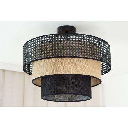 Brilagi - Lampadario a plafone DAKOTA LUNETA 1xE27/15W/230V diametro 45 cm nero/beige